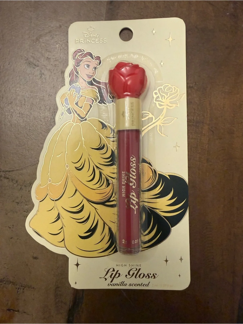 Disney Princess Belle Red Lip Gloss with Rose Cap